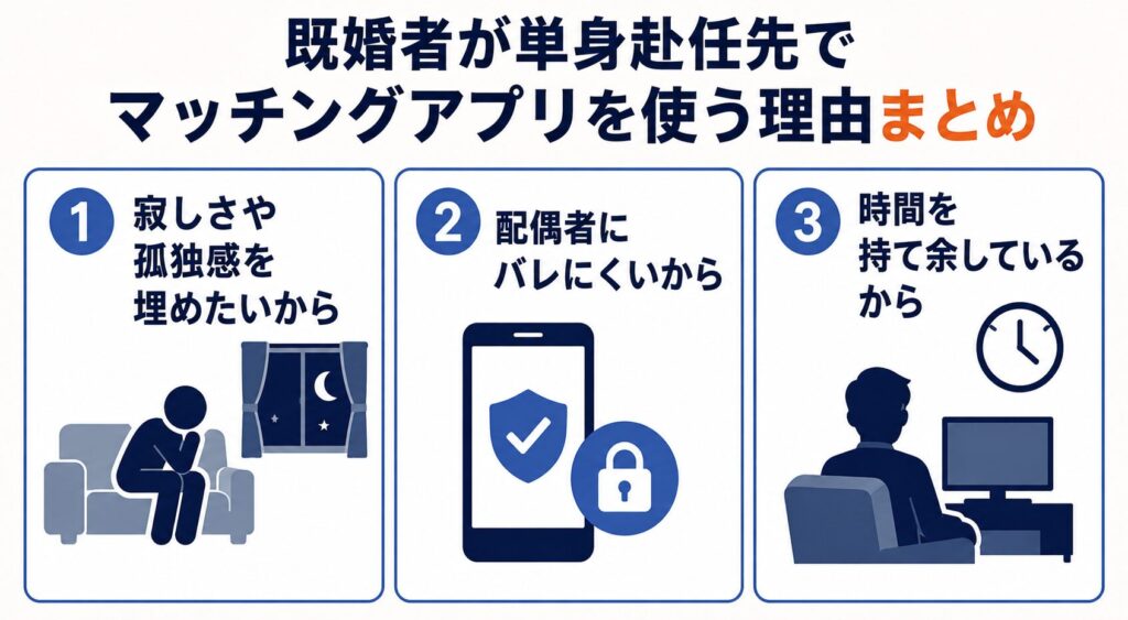 マッチングアプリを既婚者が単身赴任先で使う理由まとめ