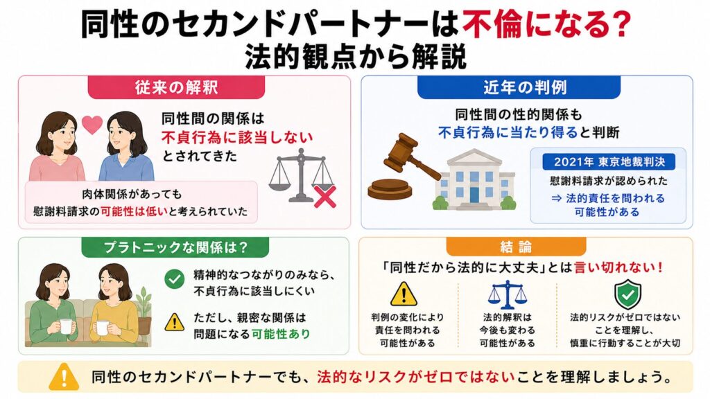 同性のセカンドパートナーは不倫になる？法的観点から解説