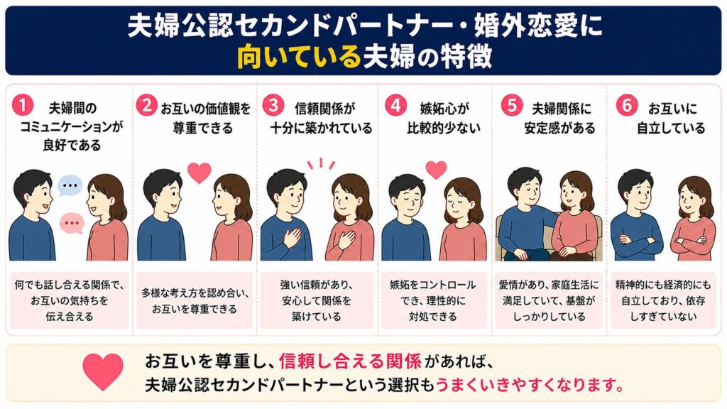 夫婦公認セカンドパートナー・婚外恋愛に向いている夫婦の特徴