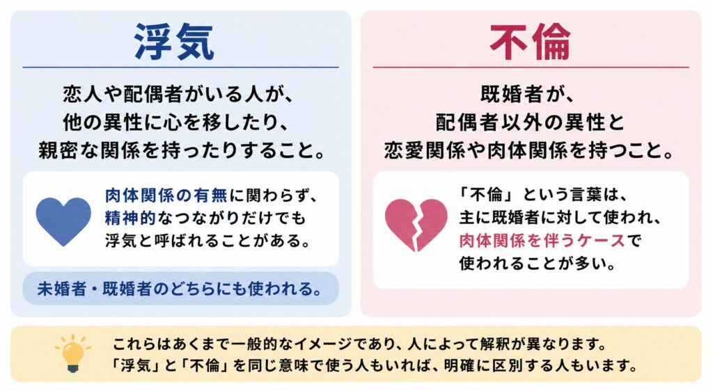 浮気と不倫の一般的な定義
