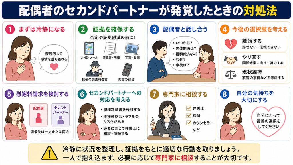 配偶者のセカンドパートナーが発覚したときの対処法