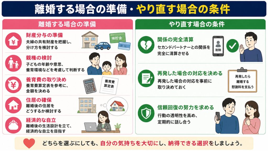離婚する場合の準備・やり直す場合の条件