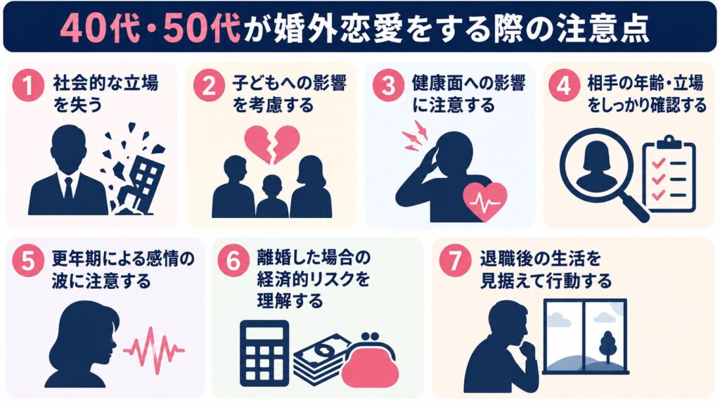 40代・50代が婚外恋愛をする際の注意点