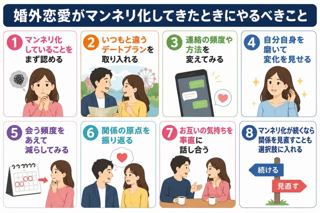 婚外恋愛がマンネリ化してきたときにやるべきこと