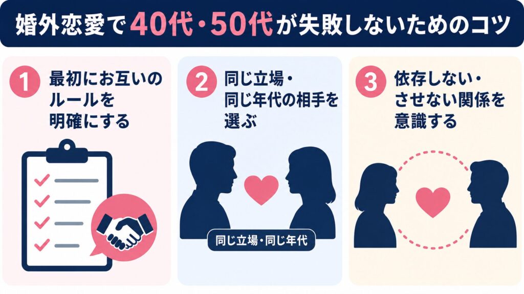 婚外恋愛で40代・50代が失敗しないためのコツ