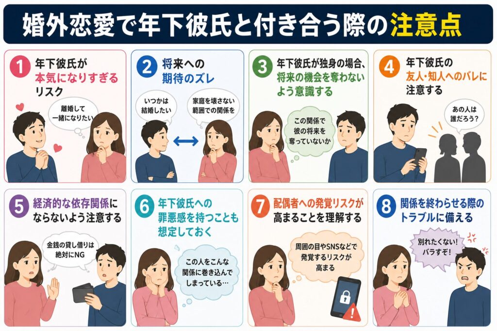 婚外恋愛で年下彼氏と付き合う際の注意点
