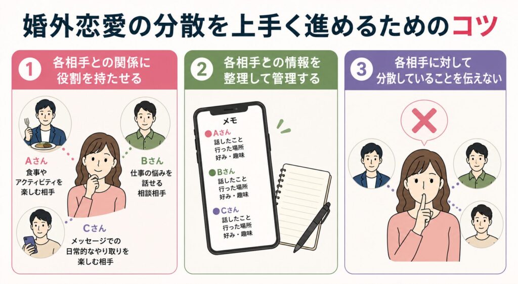 婚外恋愛の分散を上手く進めるためのコツ