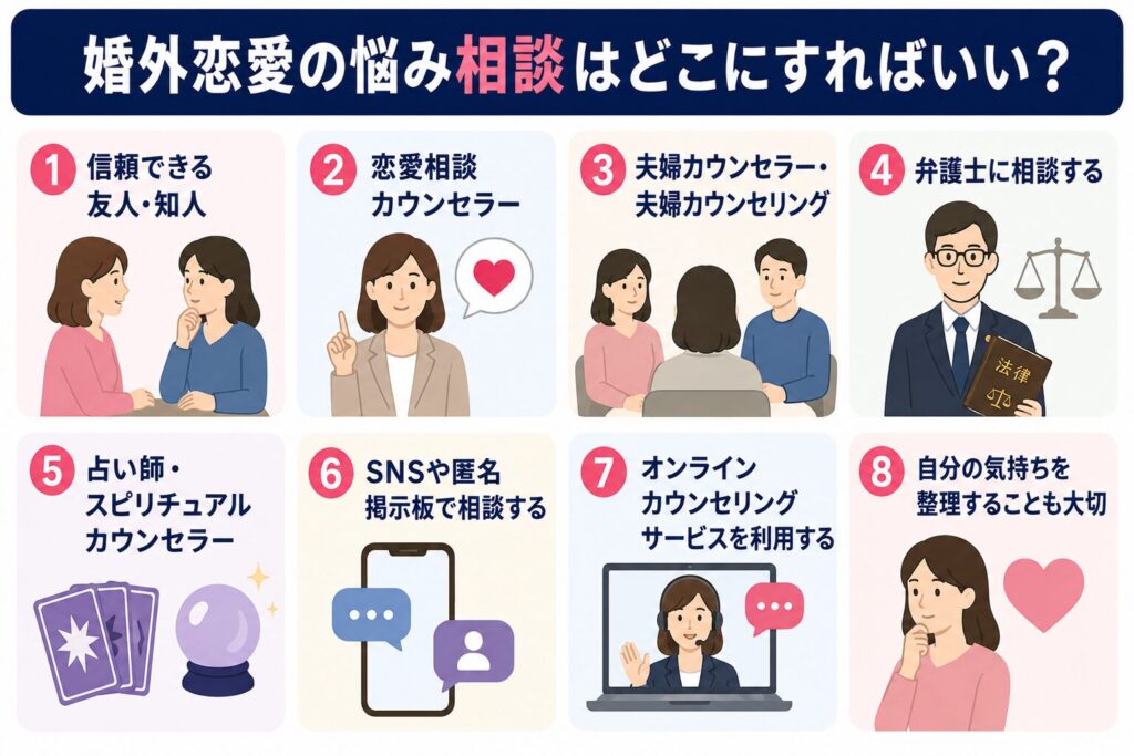 婚外恋愛の悩み相談はどこにすればいいのか