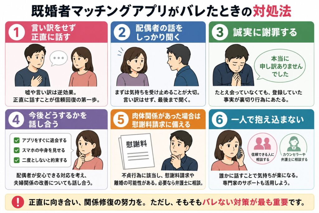既婚者マッチングアプリがバレたときの対処法