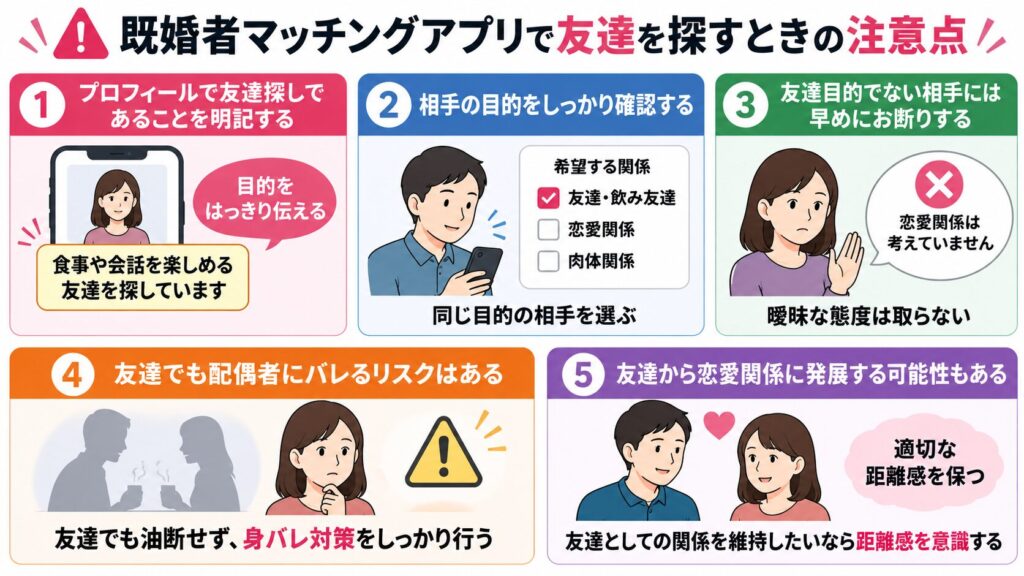 既婚者マッチングアプリで友達を探すときの注意点