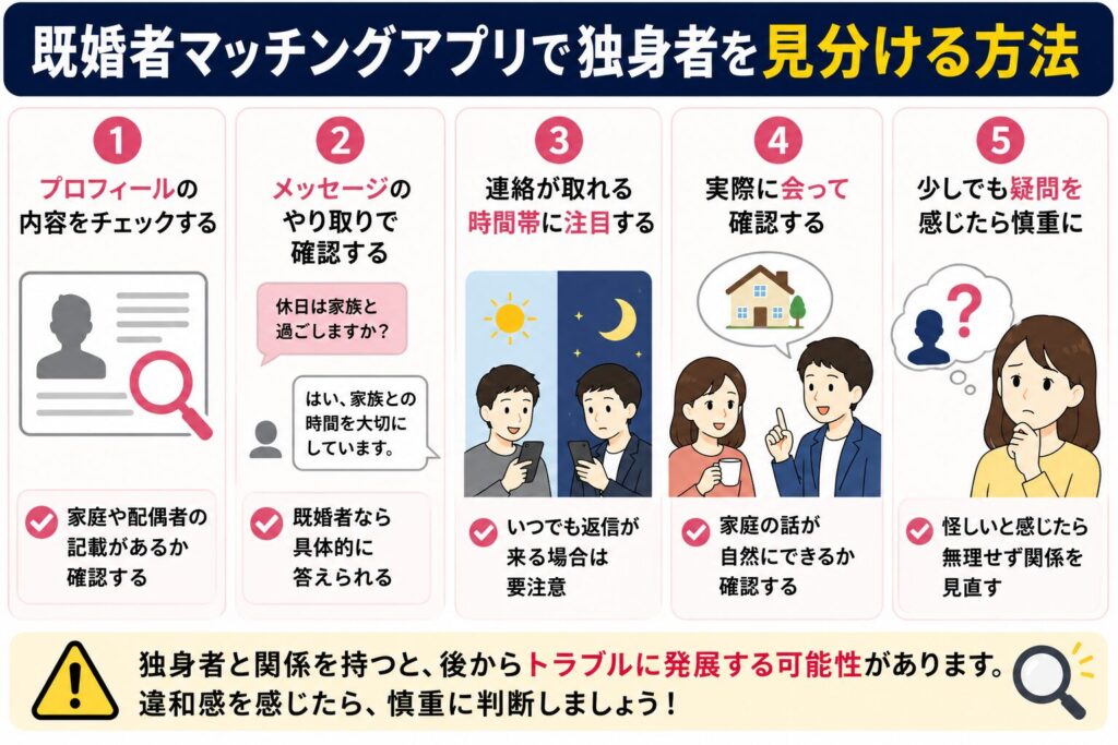 既婚者マッチングアプリで独身者を見分ける方法