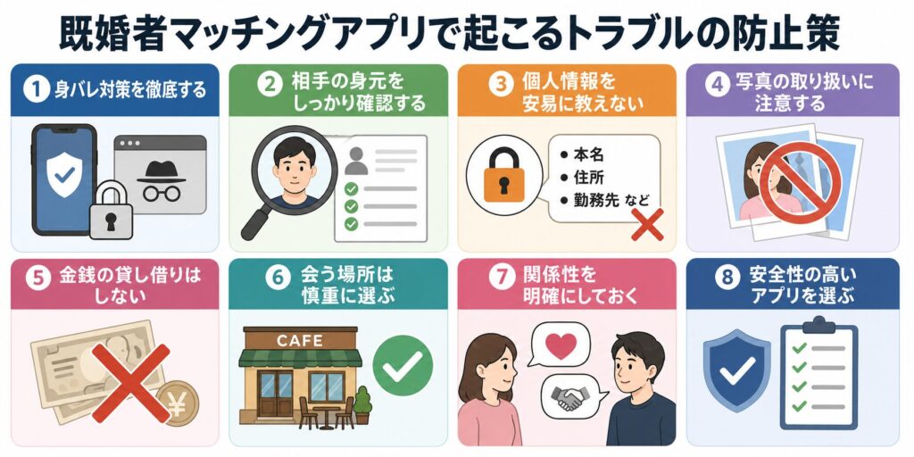 既婚者マッチングアプリで起こるトラブルの防止策