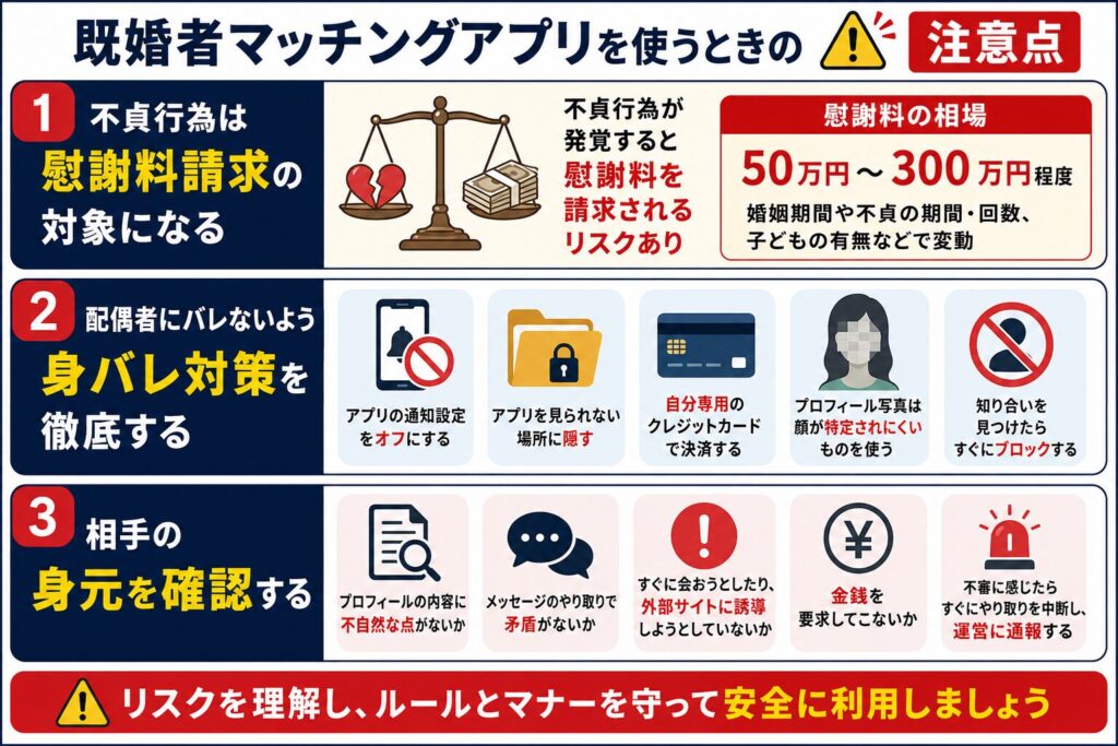 既婚者マッチングアプリを使うときの注意点