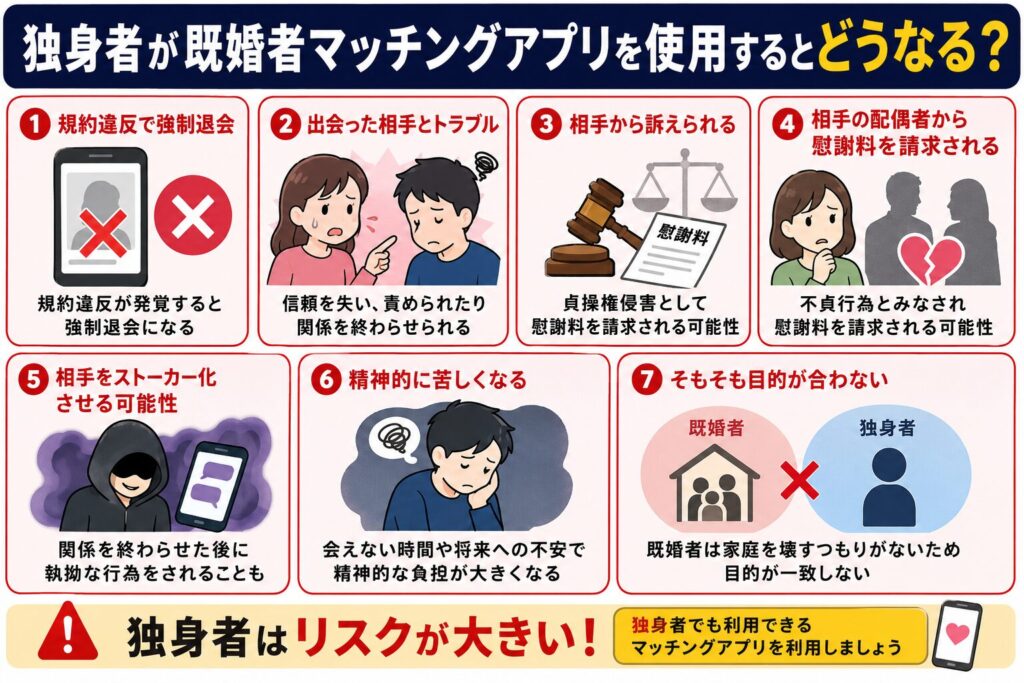 既婚者マッチングアプリを独身者が使用するとどうなるのか