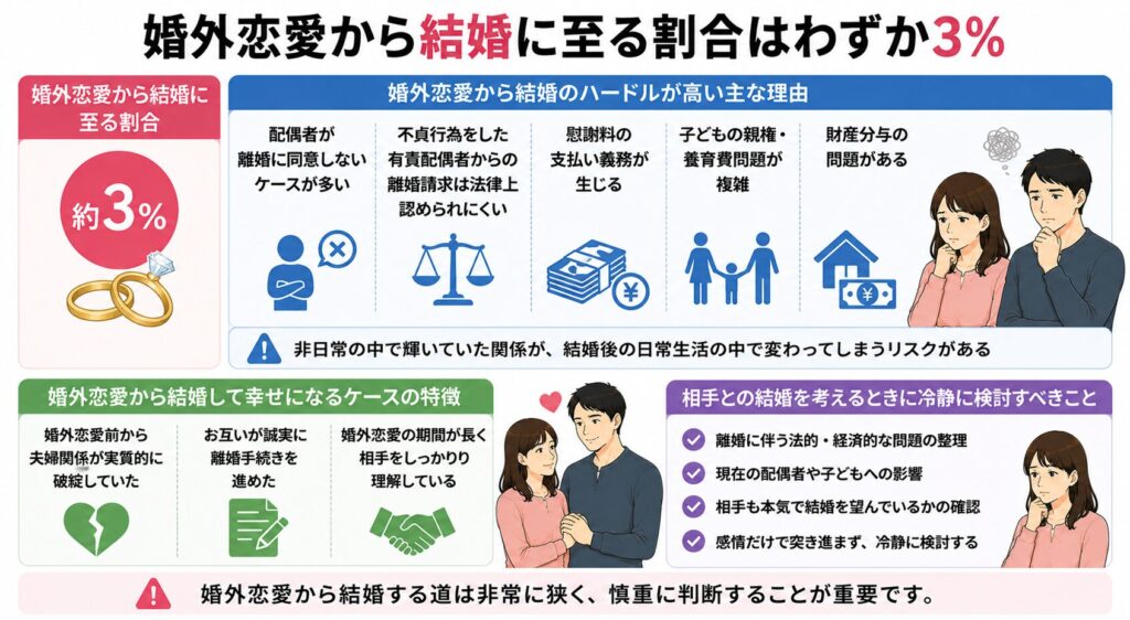 婚外恋愛から結婚に至る割合