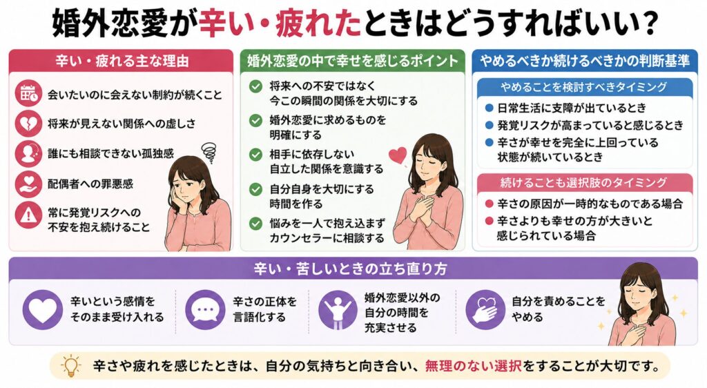 婚外恋愛が辛い・疲れたときの対処法