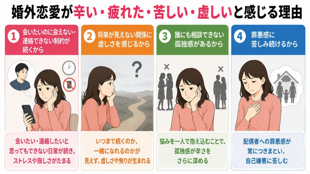 婚外恋愛が辛い・疲れた・苦しい・虚しいと感じる理由