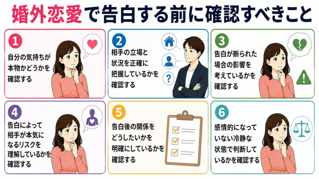 婚外恋愛で告白する前に確認すべきこと