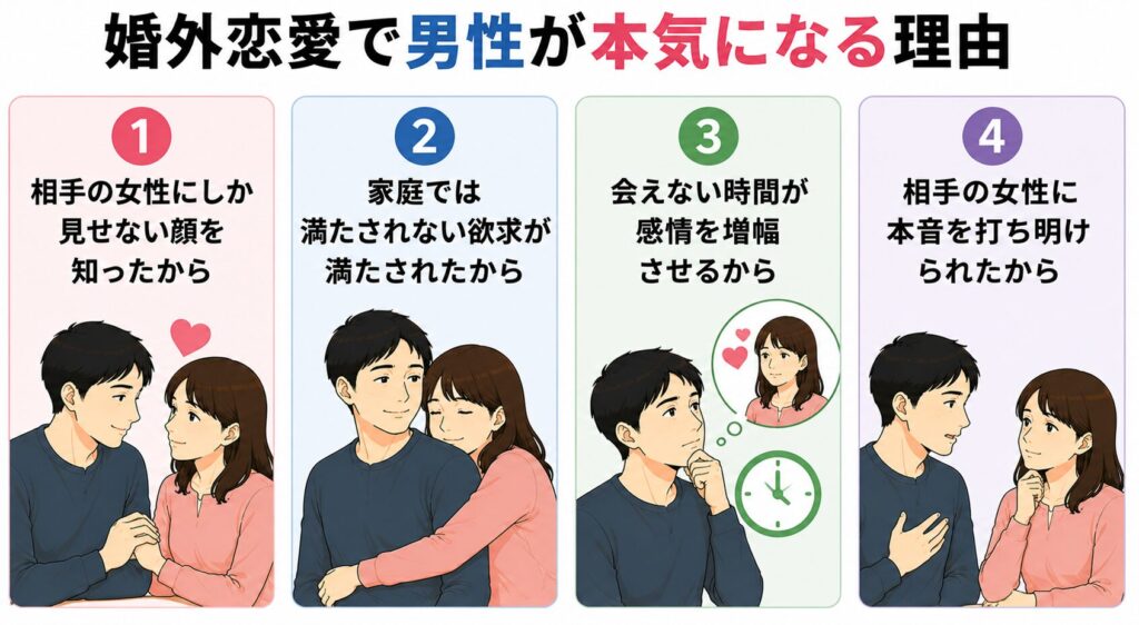 婚外恋愛で男性が本気になる理由
