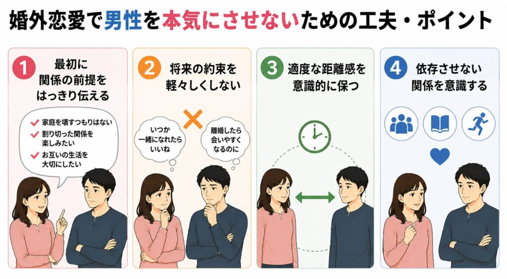 婚外恋愛で男性を本気にさせないための工夫・ポイント