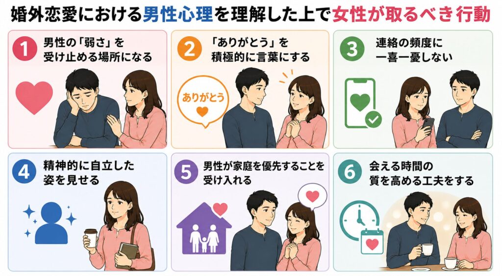 婚外恋愛における男性心理を理解した上で女性が取るべき行動