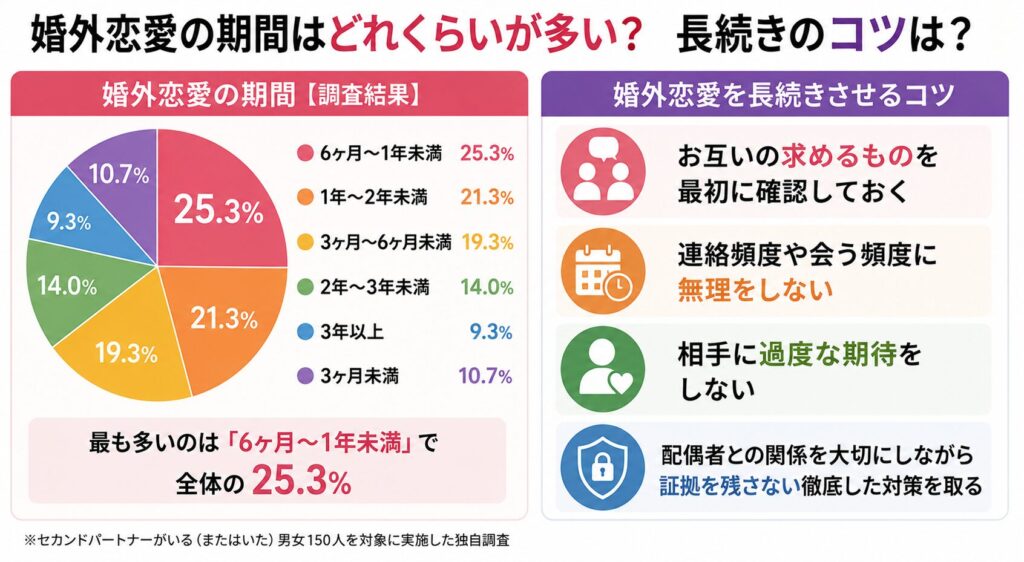 婚外恋愛の期間はどれくらいが多い？長続きのコツは？