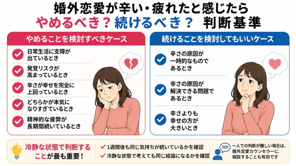 婚外恋愛を続けるかどうかの判断基準