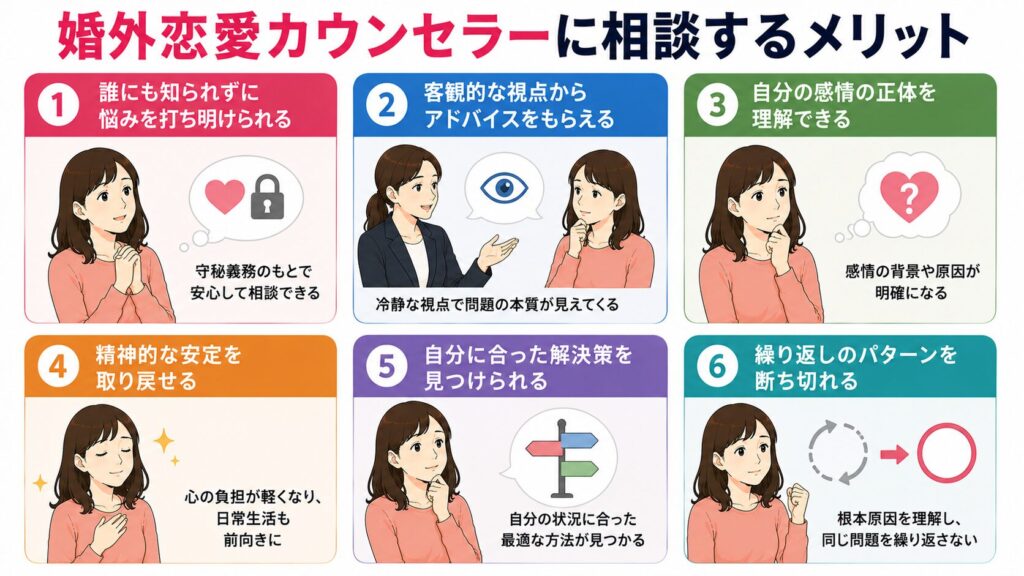 婚外恋愛カウンセラーに相談するメリット