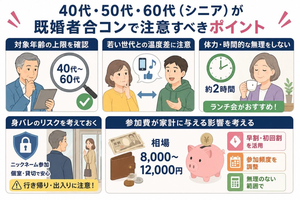 40代・50代・60代（シニア）が既婚者合コンで注意すべきポイント