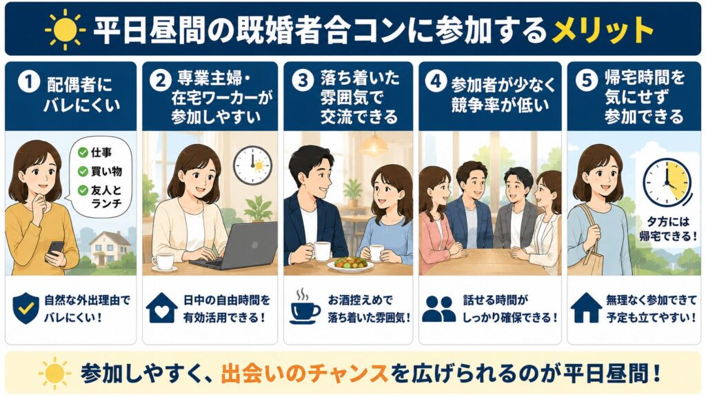 平日昼間の既婚者合コンに参加するメリット