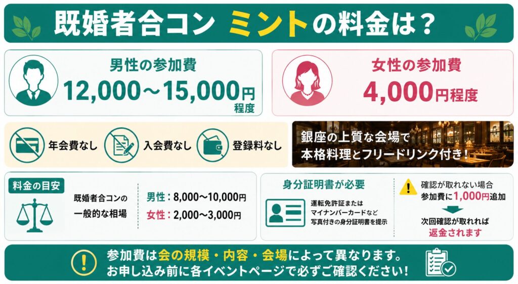 既婚者合コン ミントの料金