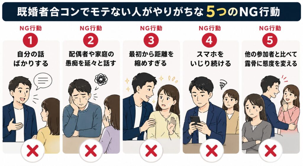 既婚者合コンでモテない人がやりがちな5つのNG行動