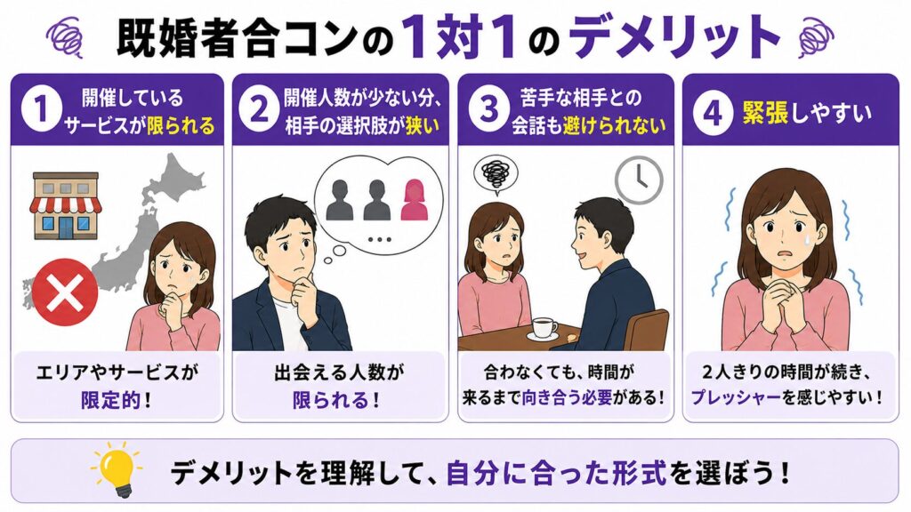 既婚者合コンにおける1対1のデメリット