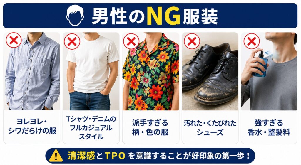 既婚者合コンにおける男性のNG服装