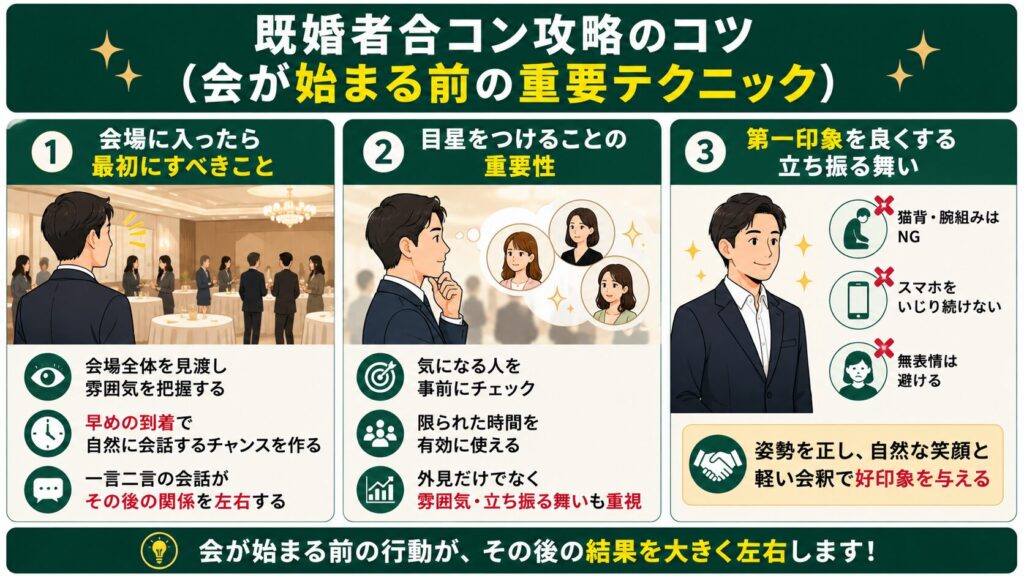 既婚者合コン攻略のコツ（会が始まる前の重要テクニック）