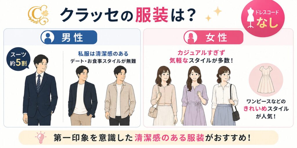 既婚者合コン：クラッセの服装