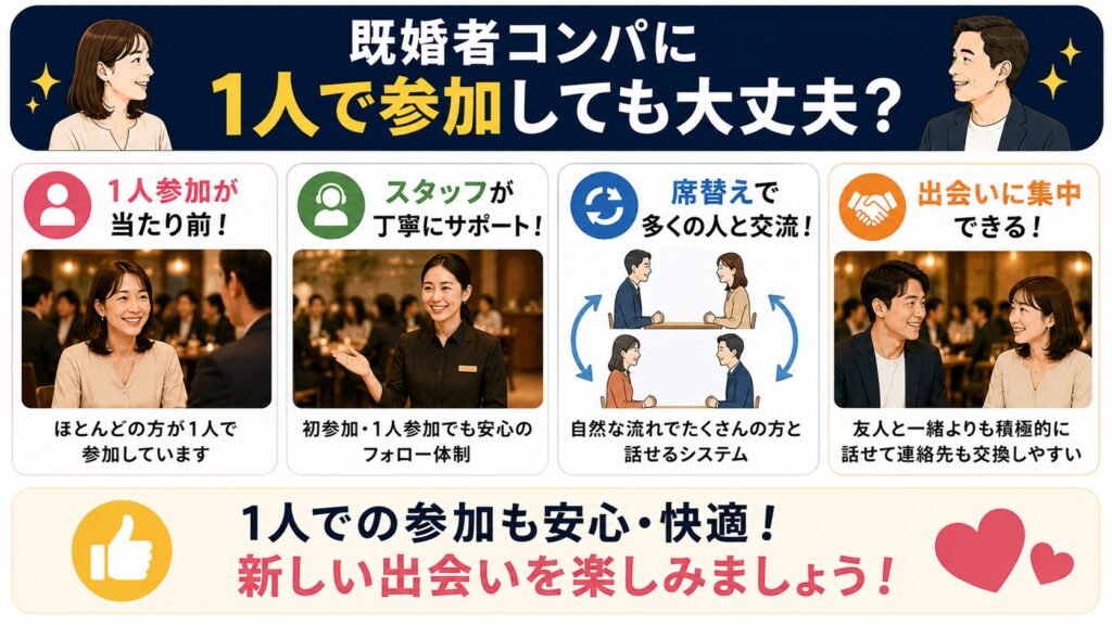 既婚者コンパに1人で参加しても大丈夫？